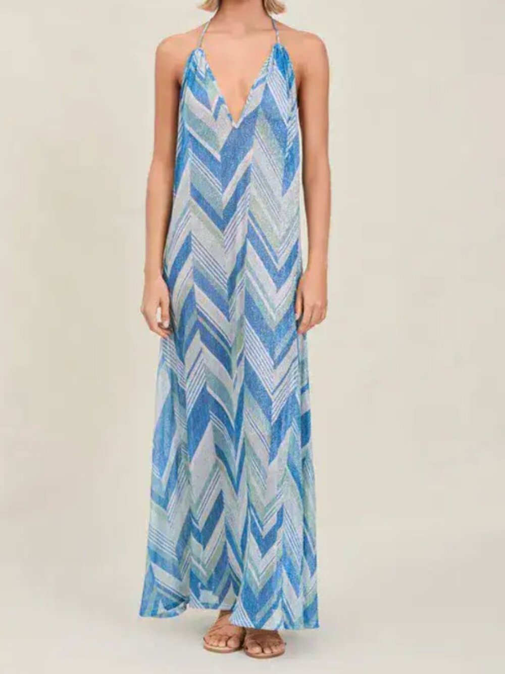 Devon Windsor Isadora Halter Maxi Dress in Glacier Size Medium